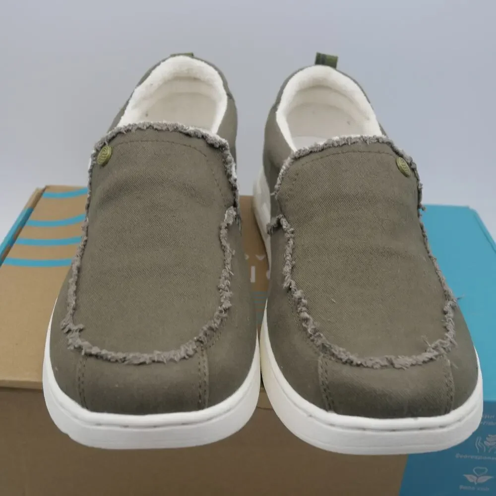 NEW Vionic Men's 8.5 Seaview Olive Canvas Shoes Slip-On  Arch Support
